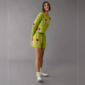 AE Grinch Plush PJ Set NWT